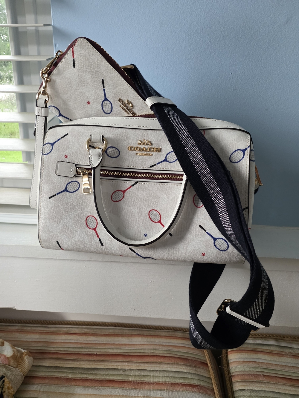 Coach Tennis Print Satchel with Detachable Strap